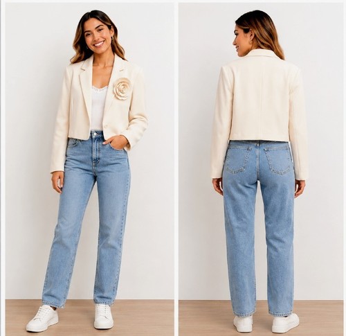 Damen kurzblazer creme beige - kurzblazer,