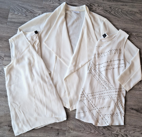 Cremefarbene crepp jacke - crepp, +