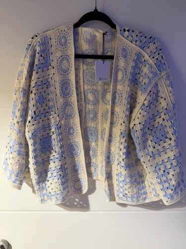 Strickjacke blau creme neu - strickjacke, blau/creme